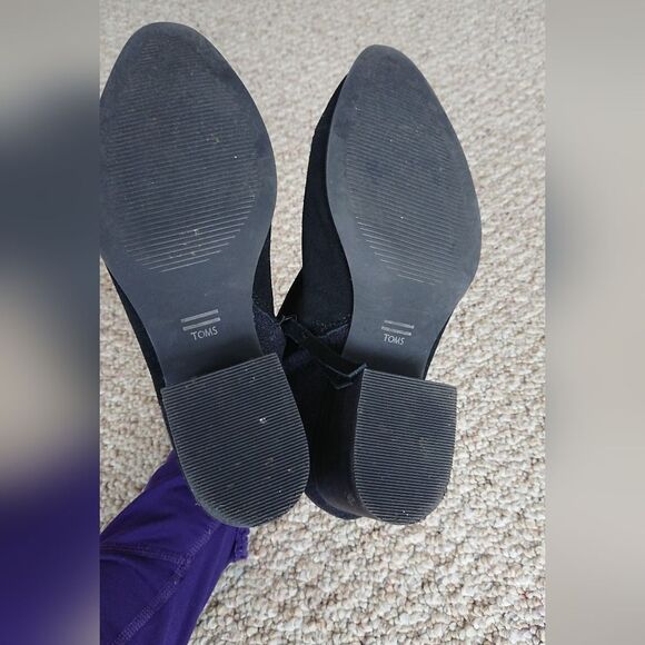 Toms Black Loren Suede Wool Blend Stacked Heel Ankle Bootie size 7.5 - Picture 12 of 12